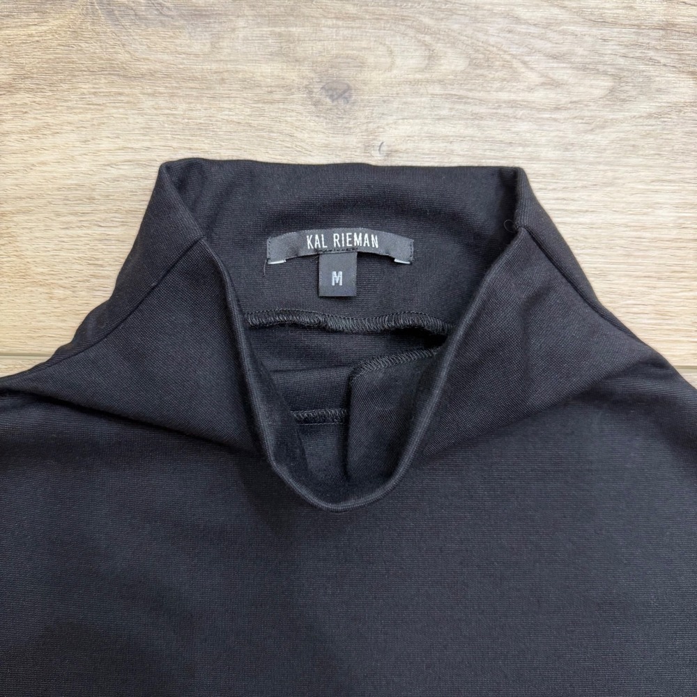 Kal Rieman Black Ponte Funnel Neck Tunic Top Oversized Cap Sleeve Minimalist M - Picture 7 of 10